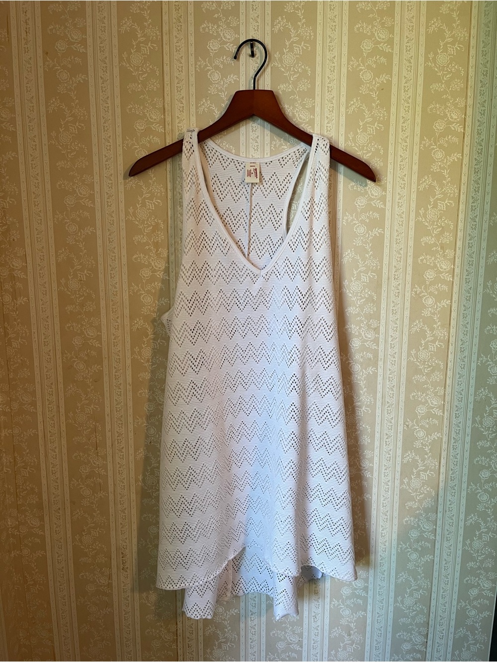 White Crochet Swim Coverup Dress Boho Vibe - Women’s XL